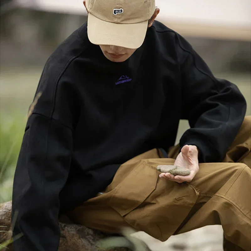 TFETTERS Marke Wildleder Sweatshirts für Männer 2025, neue Herbst-Winter-Kleidung, Baggy-Vintage-Pullover, Paare, O-Ausschnitt, Oversize-Bluse