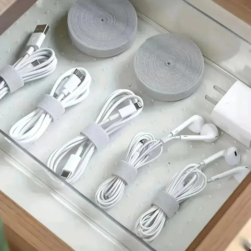 Organizador de cables para gestión de cables: cinta enrolladora de cables de 1/5M para auriculares, cables de ratón y cables de dispositivos (iPhone, Xiaomi, Samsu