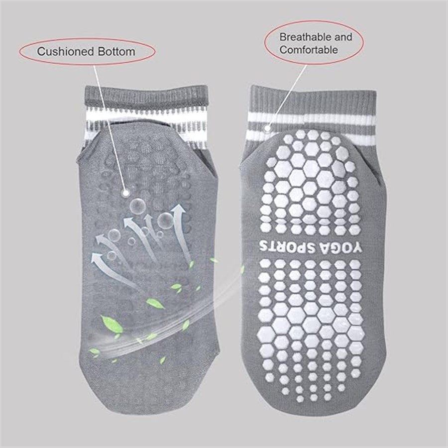 Calcetines de agarre antideslizantes para mujer, medias de Yoga, Pilates, rayas dobles, antideslizantes para entrenamiento, Ballet, medias atléticas