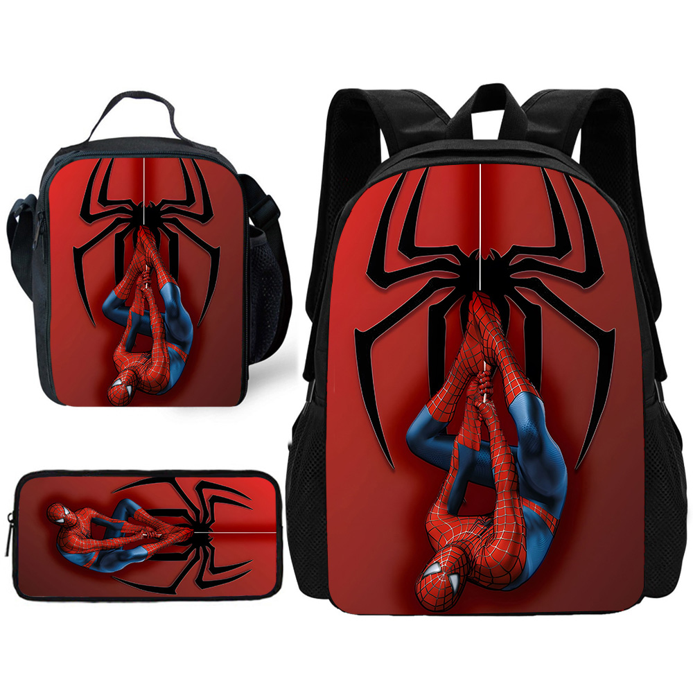 Mochila escolar infantil de dibujos animados de Spiders-man con bolsas para el almuerzo, bolsas para lápices, mochilas escolares para niños y niñas, el mejor regalo