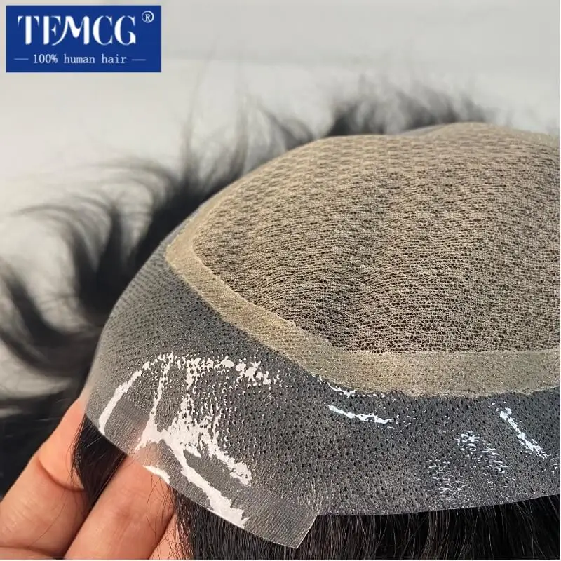 โปรโมชั่นออสเตรเลีย-คู่ชั้น 100% ผมมนุษย์ธรรมชาติ Toupee ชายผมเทียมลูกไม้ PU ฐาน Breathable ระบบวิกผมสําหรับชาย