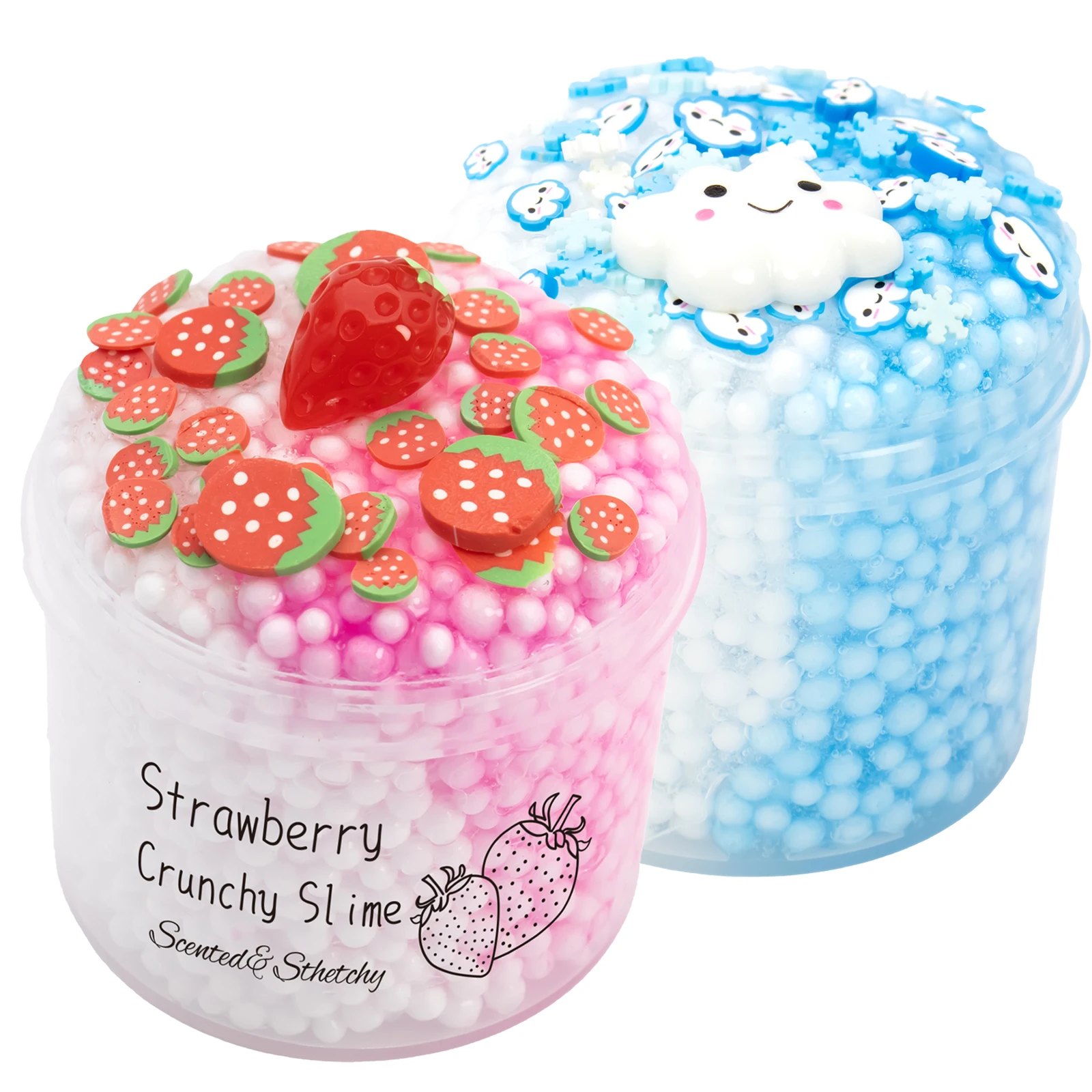 Набор хрустящей слизи Strawberry Cloud, 1/2 упаковки, пенопластовый шарик, фруктовые посыпающие слизи, подарки на день рождения, сувениры для вечеринок для девочек и мальчиков