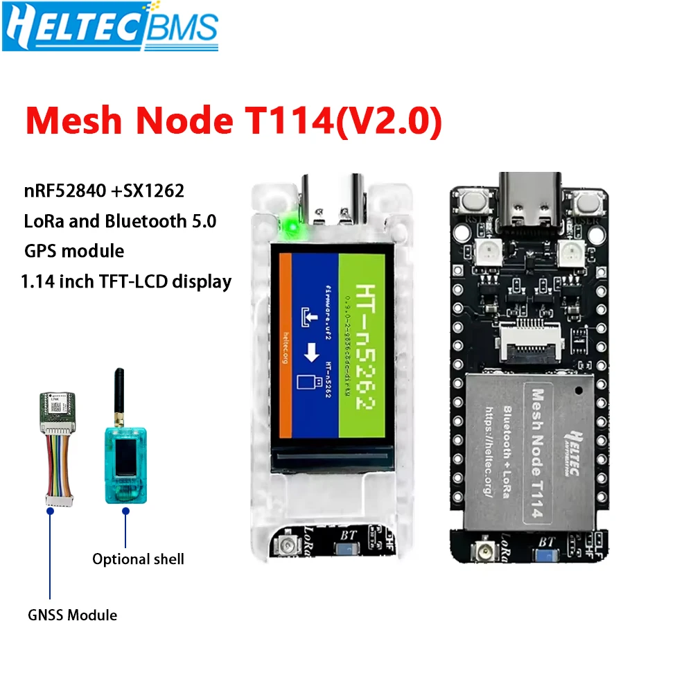 Heltec nuevo nudo de malla T114 V2 rastreador meshtástico nRF52840 SX1262 LoRaWAN LoRa Arduino BLE WiFi tablero de desarrollo de posicionamiento