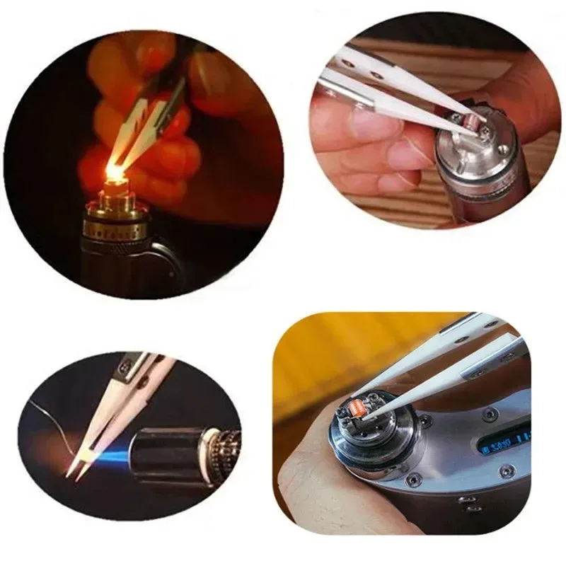 Pinzette per saldatura elettronica a punta dritta in ceramica da 3 pezzi, pinzette in ceramica per mandrino di precisione resistenti agli acidi inversi antistatici