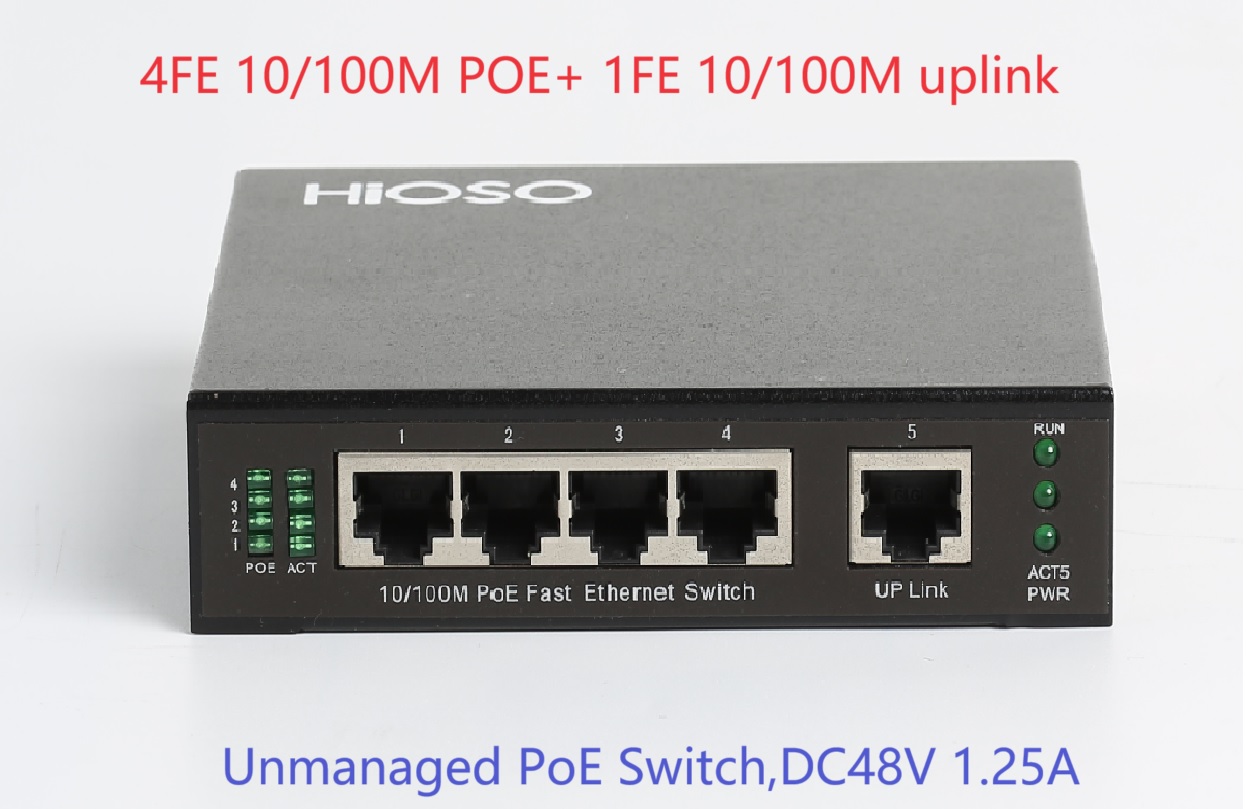 Comutador Ethernet com 5 Portas, Caixa de Metal Descontrolada, 10, 100m, DC 12V