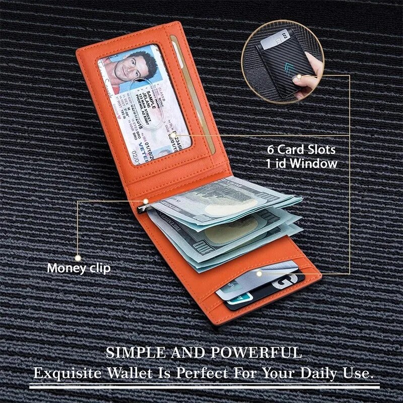 ANTI RFID Blocking สีดําคาร์บอนไฟเบอร์กระเป๋าสตางค์ผู้ชายสั้นขนาดเล็กป้องกัน Magic หนัง ID บัตรเครดิตผู้ถือกระเป๋าสตางค์สําหรับชาย