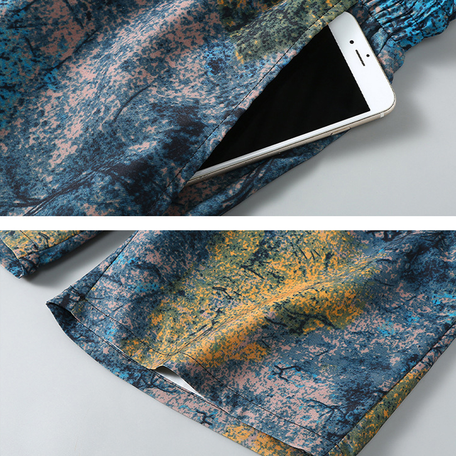 กางเกงขาสั้นชายหาดฮาวายสำหรับผู้ชายกางเกงขาสั้นสไตล์ฮิปฮอปสตรีทแวร์มัดย้อมขนาดใหญ่พิเศษสำหรับ12XL 10XL ฤดูร้อน