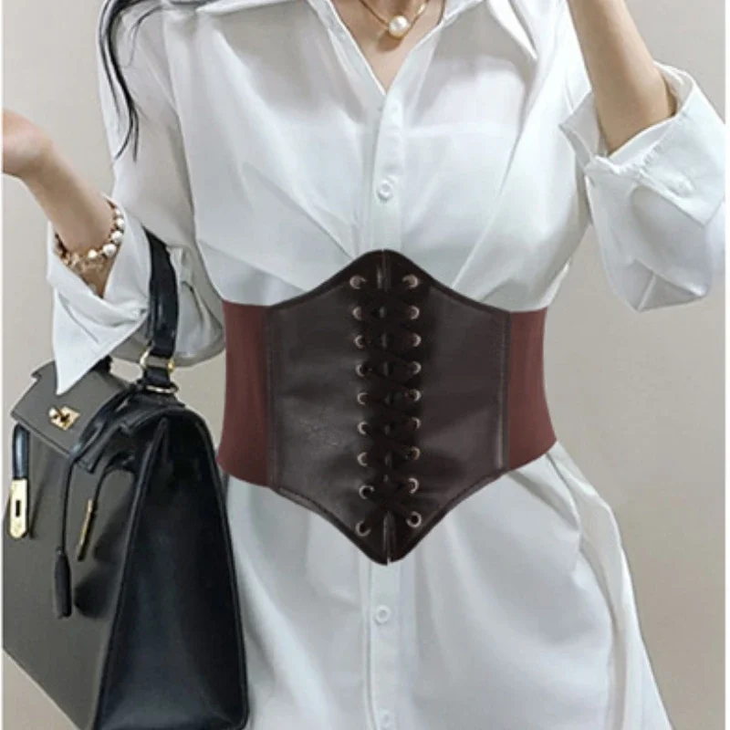 Cinto de espartilho feminino gótico moda couro do plutônio feminino rendas espartilho cintos emagrecimento cintura vintage espartilho preto cinto largo para menina