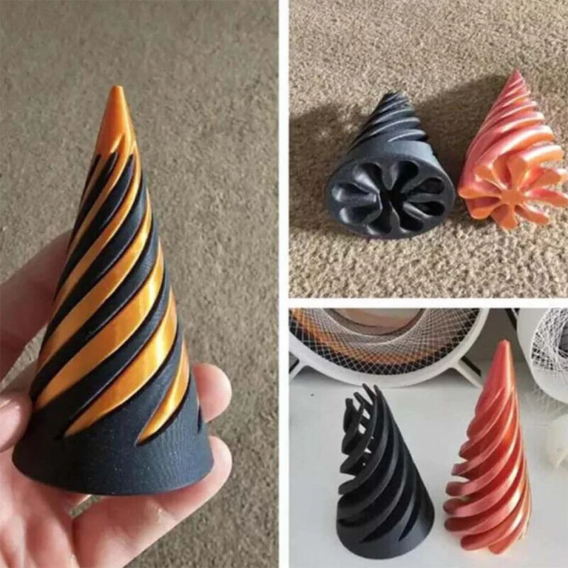 3D พิมพ์เกลียวกรวยของเล่นเป็นไปไม่ได้พีระมิด Passthrough ประติมากรรมผ่านพีระมิด Fidget ของเล่น Mini Vortex ด้ายภาพลวงตา