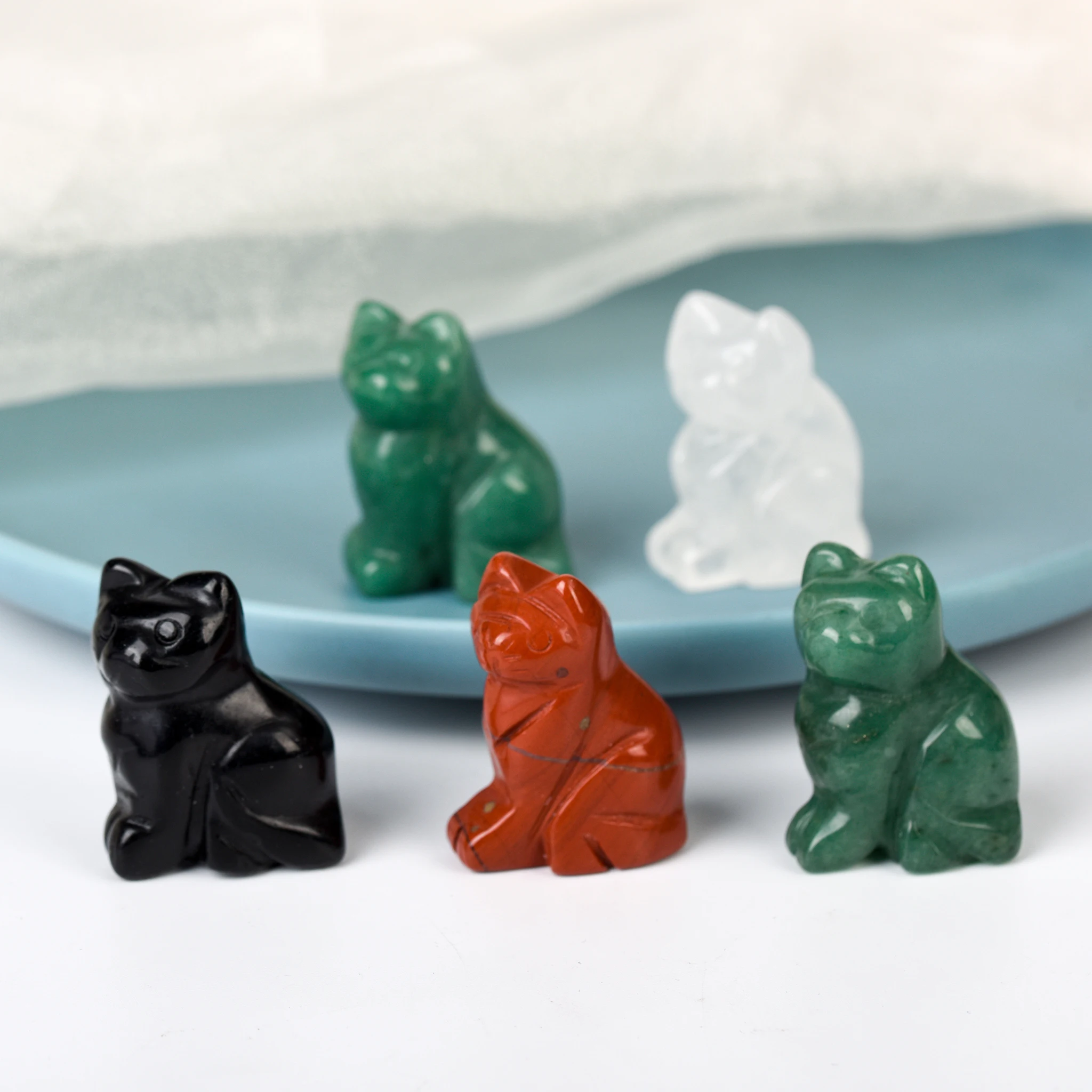 Esculturas de gato de cristal para decoração de casa ornamento de mesa acessórios de carro presente de amigo