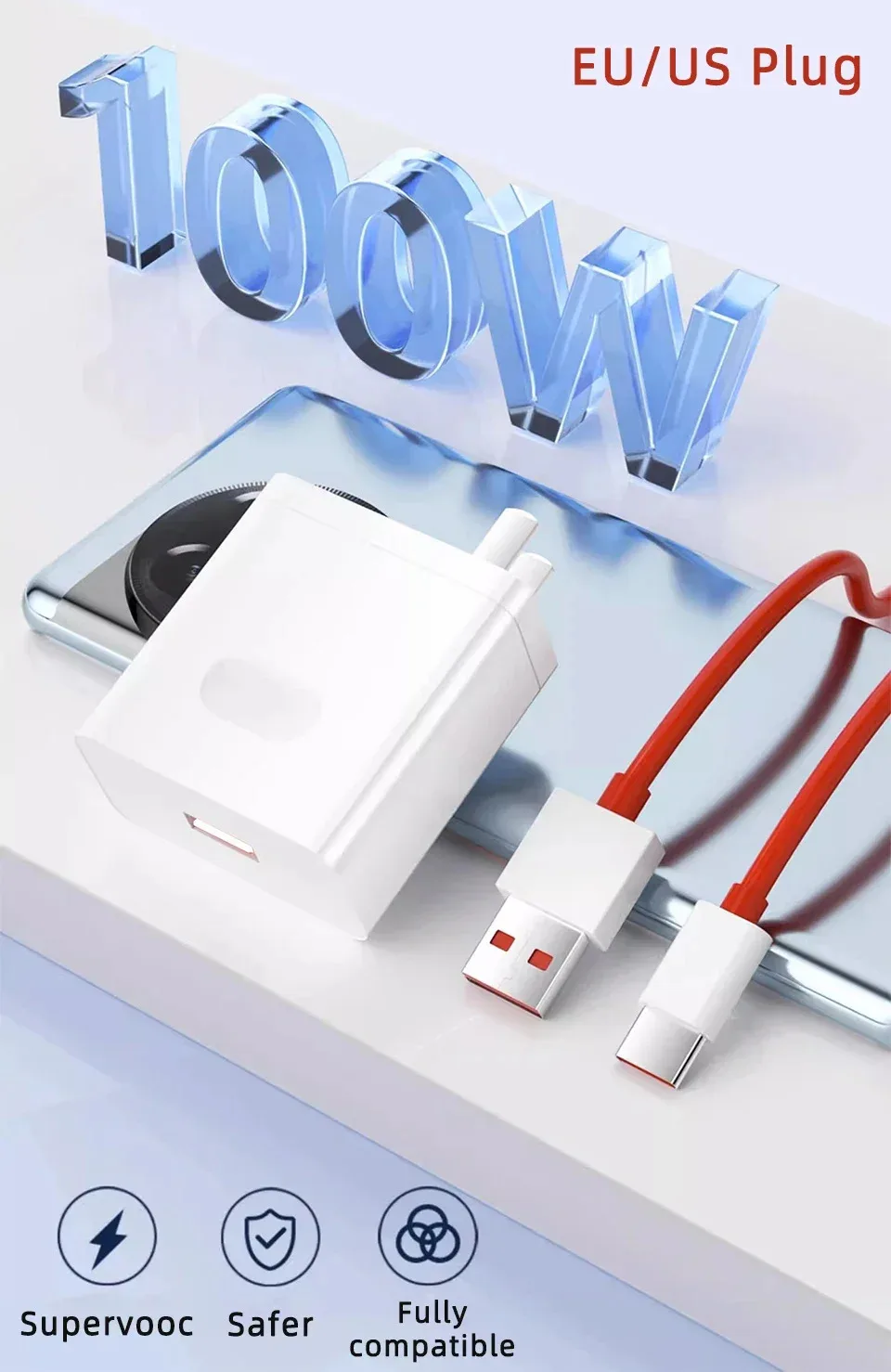 For 100W Charger Oneplus Original Supervooc Fast Charging Travel Adapter For Oppo Find X6 X5 Realme 11 Pro+ 10 Pro