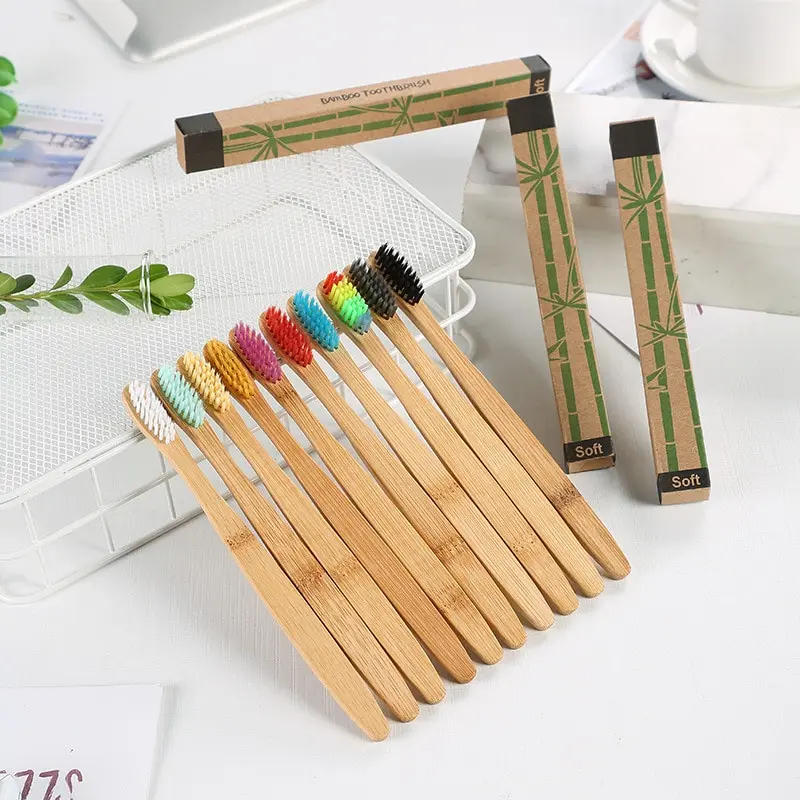 Cross Border Enkele Bamboe Tandenborstel Set Natuurlijke Bamboe Tandenborstel Tablet Set Tien Pack Bamboe Producten Tandenborstel