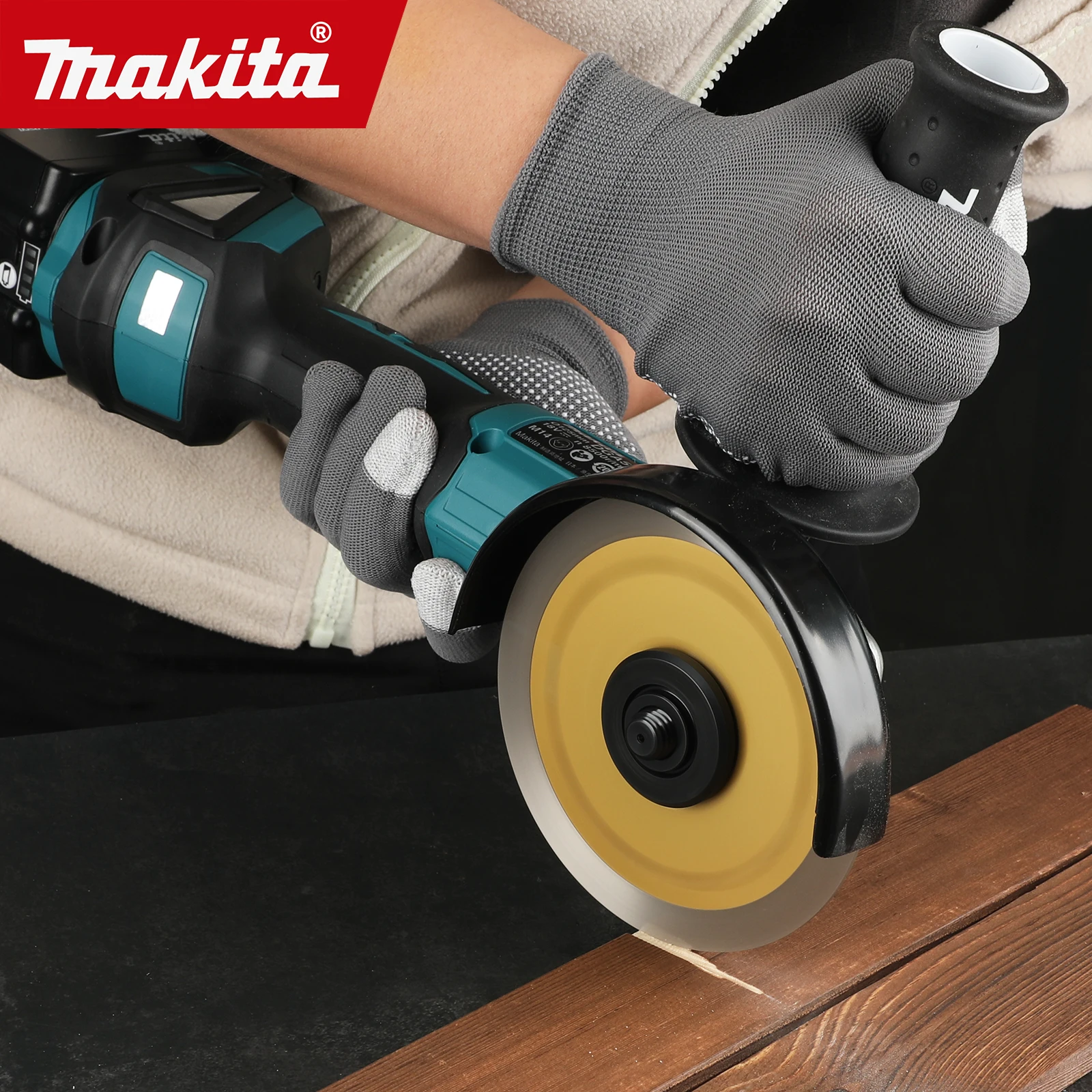 Makita 18v novo moedor sem fio dga504 roda de 125mm, 6.0ah Li-4-1/2 ”/5" corte/moedor de ângulo, para moagem de metal e corte de madeira