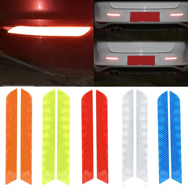 2 teile/satz Auto Stoßstange Reflektierende Sicherheit Streifen Aufkleber Auto Hinten Stoßstange Reflektierende Aufkleber Reflektierende Warnung Sicherheit Band