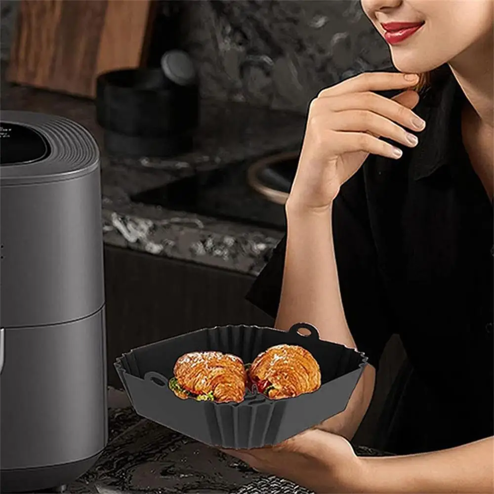 1pcs Air Fryer ซิลิโคน Liners Square Airfryer Liners Reusable Air Fryer อุปกรณ์เสริมสําหรับ Parchment Airfryer Liners