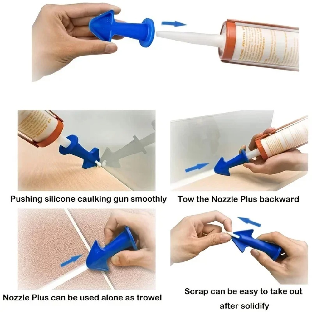 3pcs Multi-functional Silicone Sealant Nozzle Scraper Floor Caulking Tools Silicone Sealant Nozzles Kit Home Improvement Set A