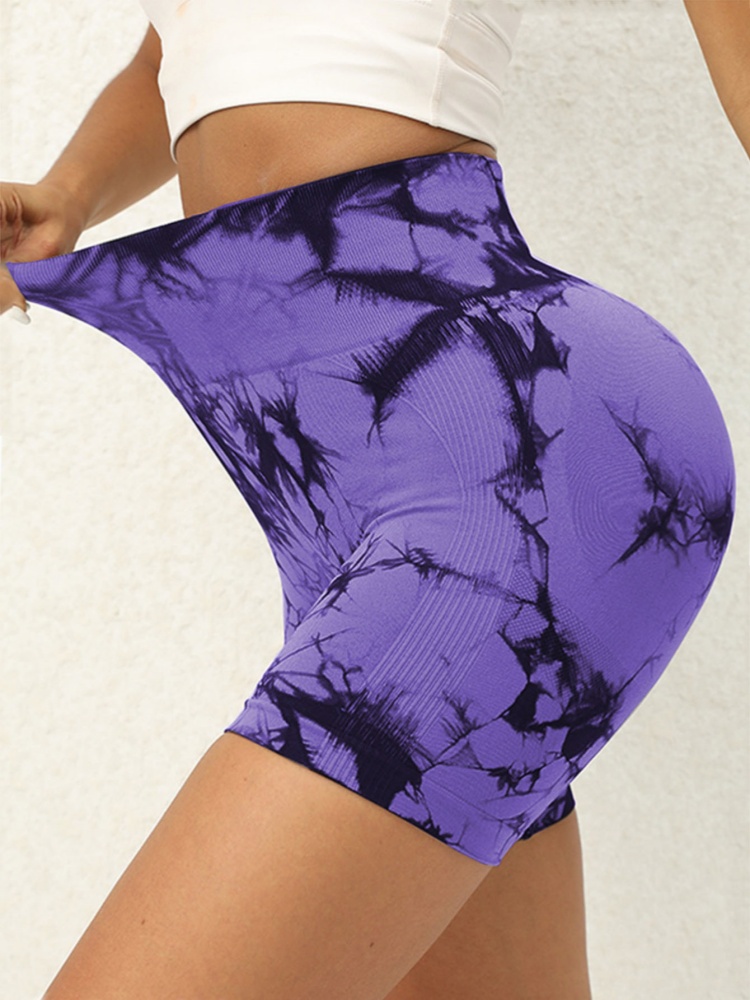 Tie Dye Multi Color Sports Shorts, High Waist Butt Lifting Training Shorts, Running Cycling Pants, Women's Activewear