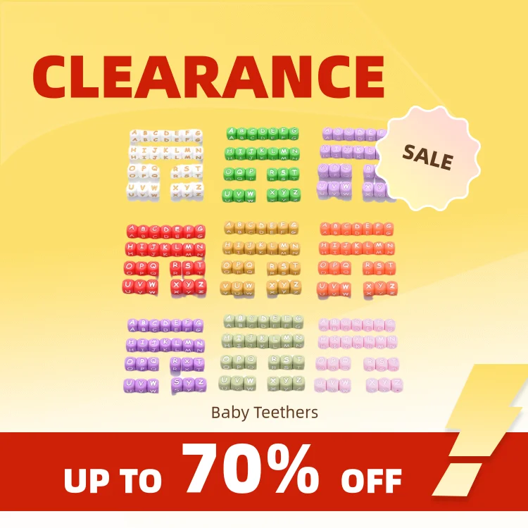 Clearance_12mm 26 pezzi perline con lettere in silicone 15 colori alfabeto colorato perline da masticare in silicone per catena con clip ciuccio non scegliere
