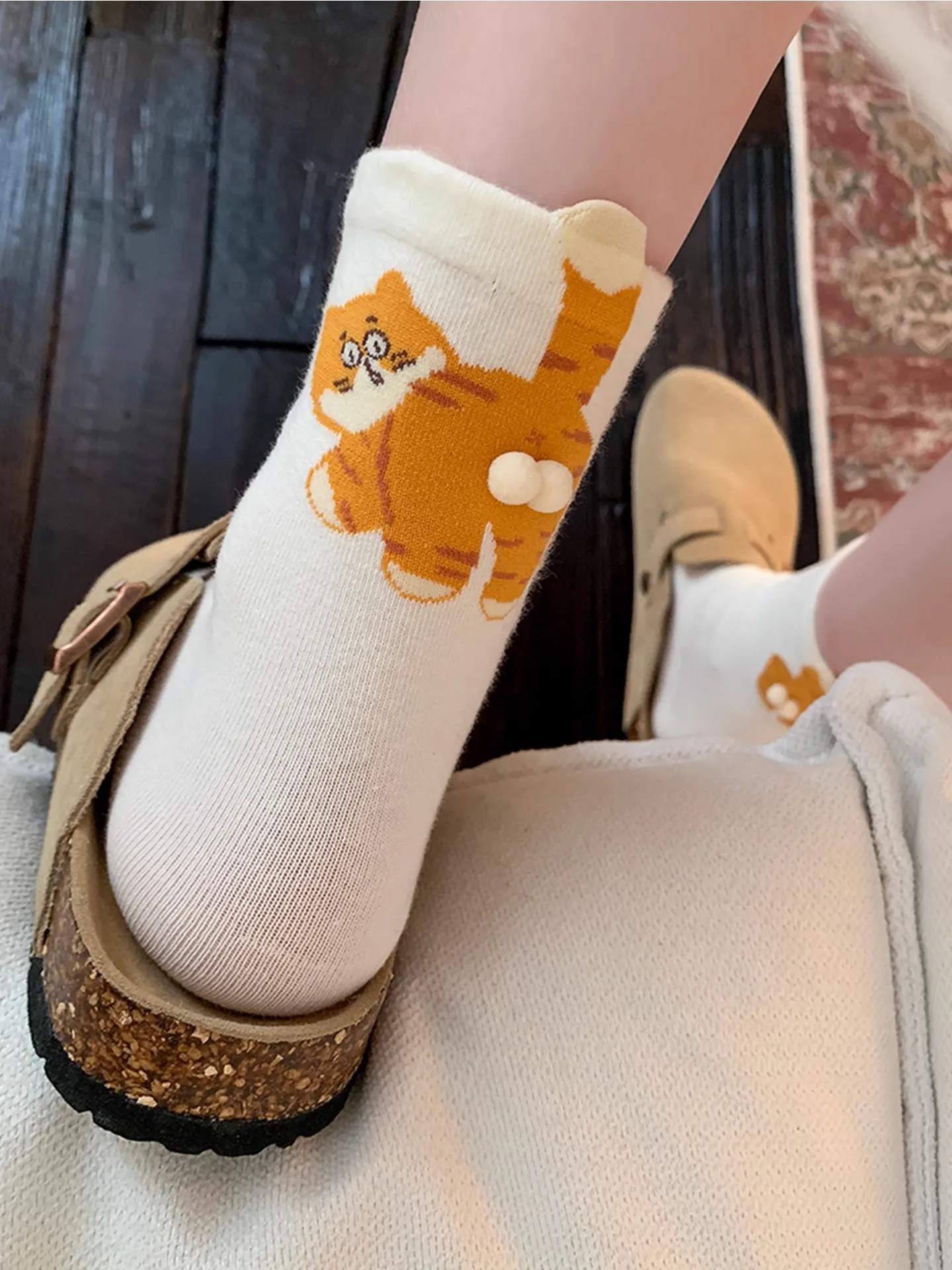 1/3 par de calcetines tridimensionales con estampado de gato para hombre y mujer, calcetines de tubo medio, suaves, cómodos, absorbentes del sudor, transpirables, informales, para parejas