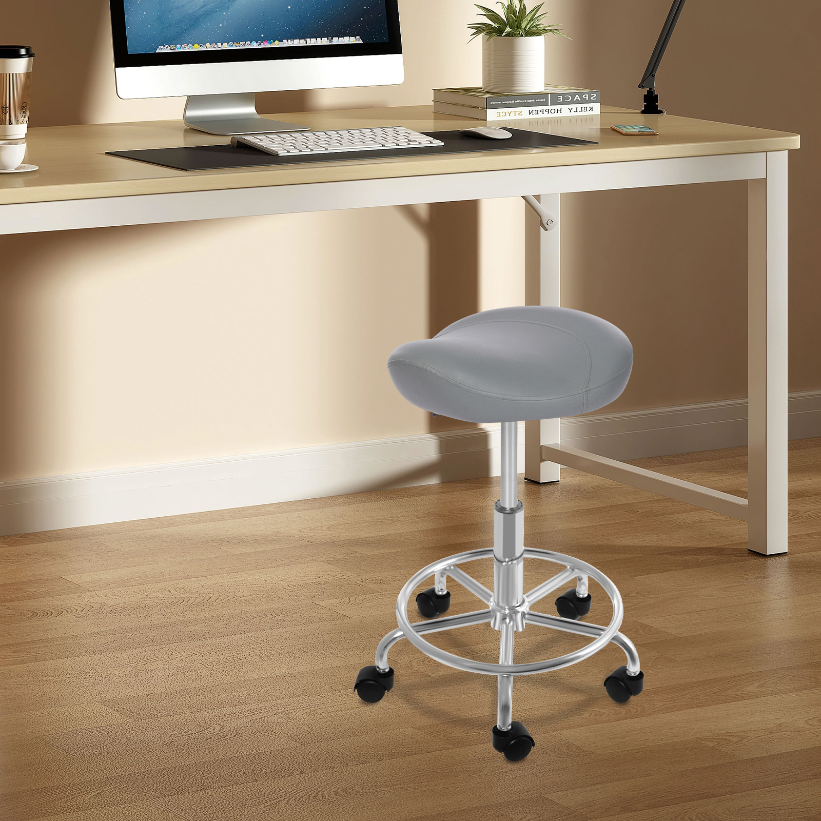 Hebe-Sattelhocker für Büro, Spa, leicht zu reinigen, ergonomisch, verstellbarer rollender Sattelhocker für Heimstudien/Wohnzimmer