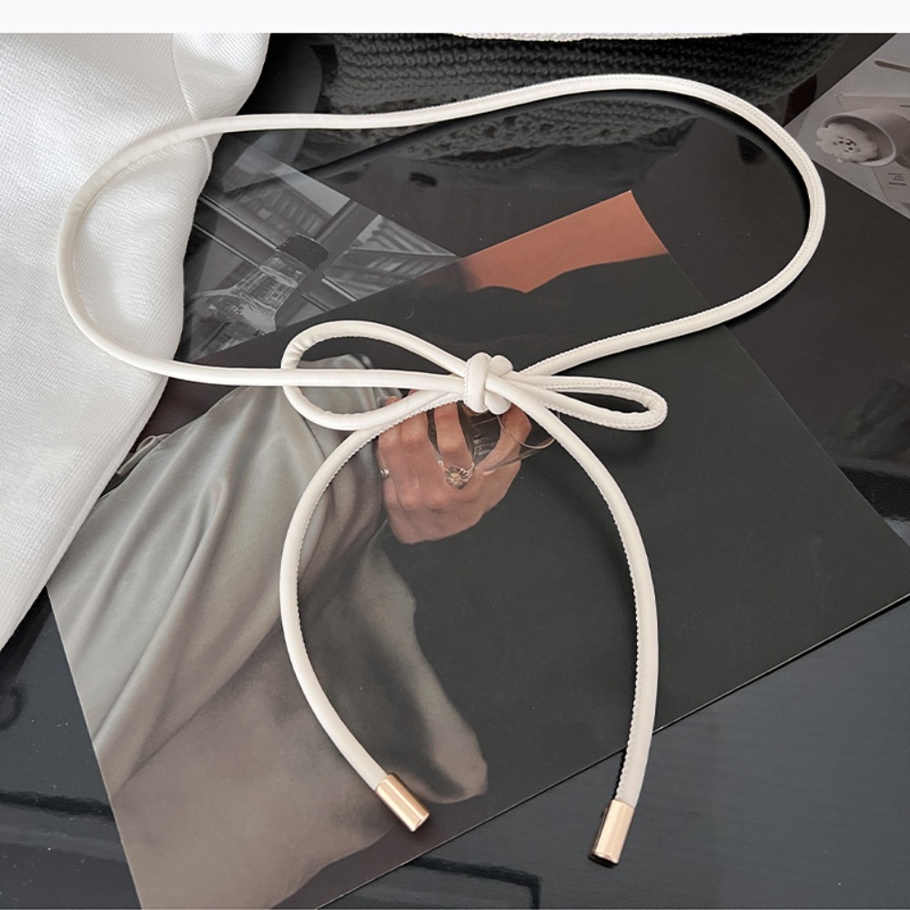 Ceinture fine ronde en cuir pour femme, ULnouée à la taille, ceinture décorative pour manteau, sangle de pull, jupe à la mode, nouveau