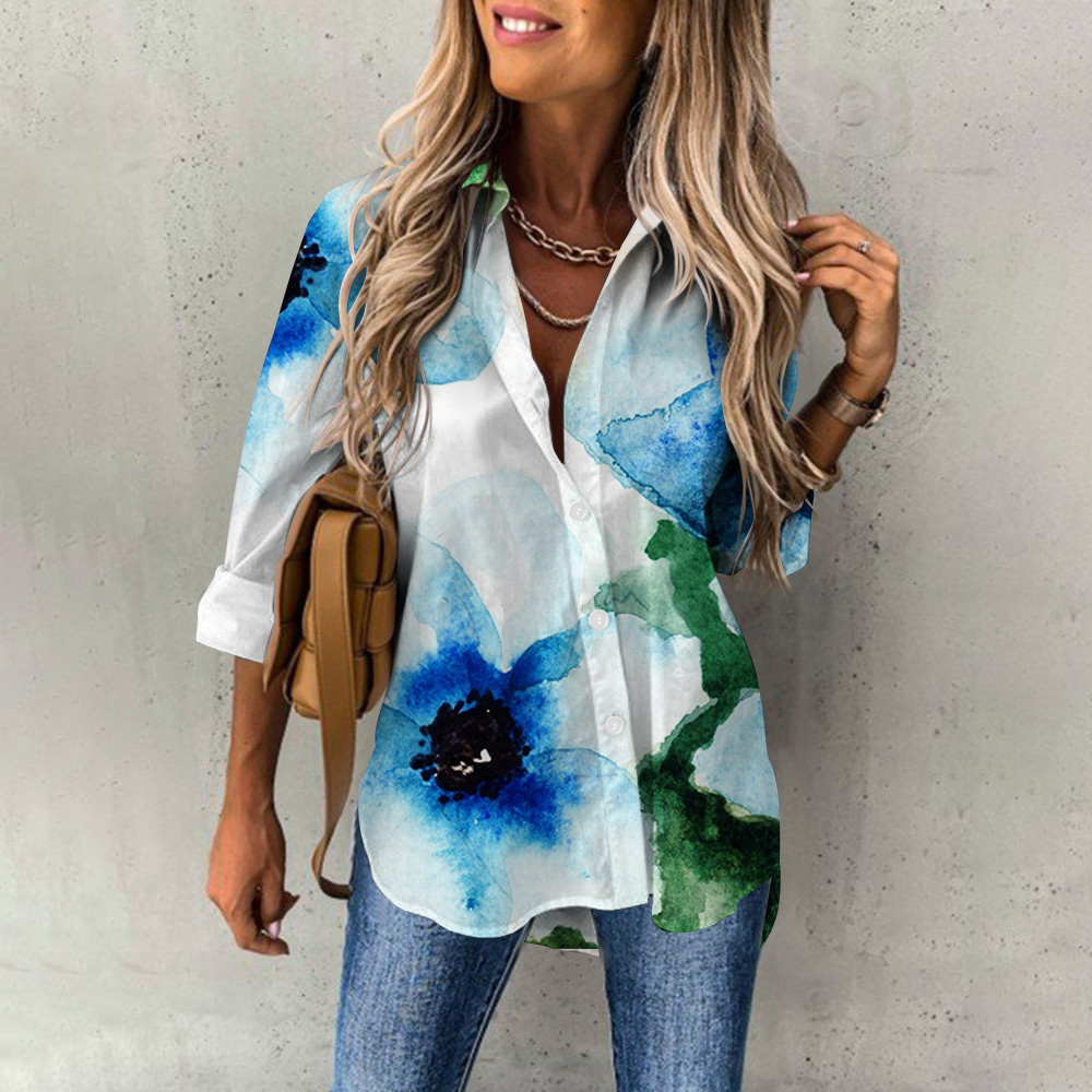 Nueva moda de primavera para mujer, camisa informal con botones de calle, blusa holgada de manga larga elegante y cómoda, ropa de oficina para mujer