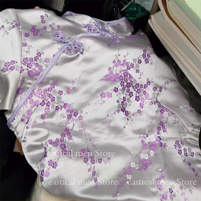 소녀 로리타 하녀 드레스 섹시한 중국 스타일 드레스 실크 브로케이드 자카드 Cheongsam 짧은 로리타 코스프레 의상 섹시한 미니 베스 티드