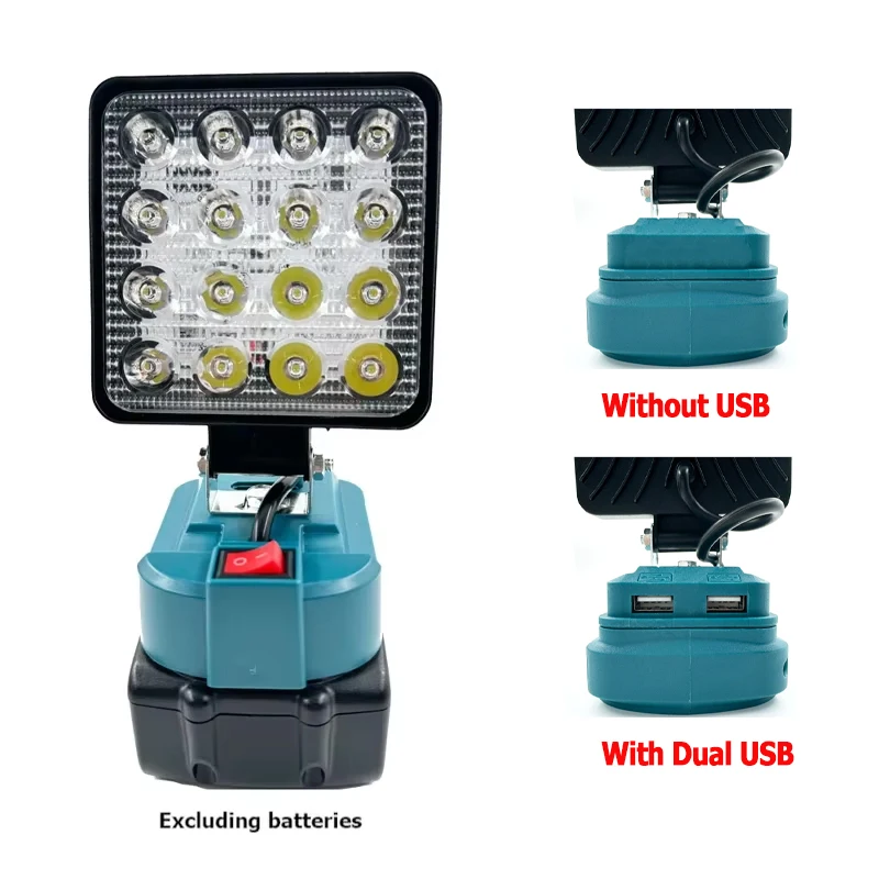 Luz LED de trabajo, linterna de 4 pulgadas para Makita, batería de iones de litio de 14,4 V y 18V, lámpara de inundación de emergencia portátil, lámpara de Camping inalámbrica para exteriores