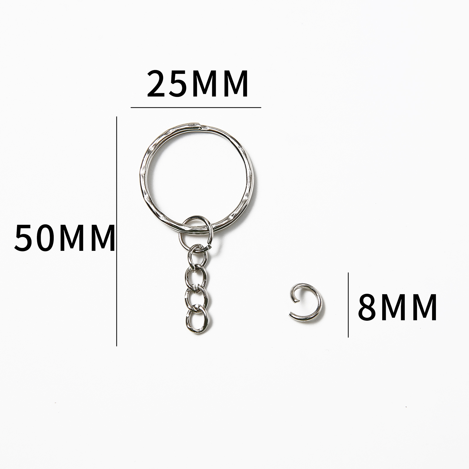 10/50/100/200 pcs Silver Metal Split Key Ring with Chain Jump Rings for DIY Findings Making Keychain Accessories
