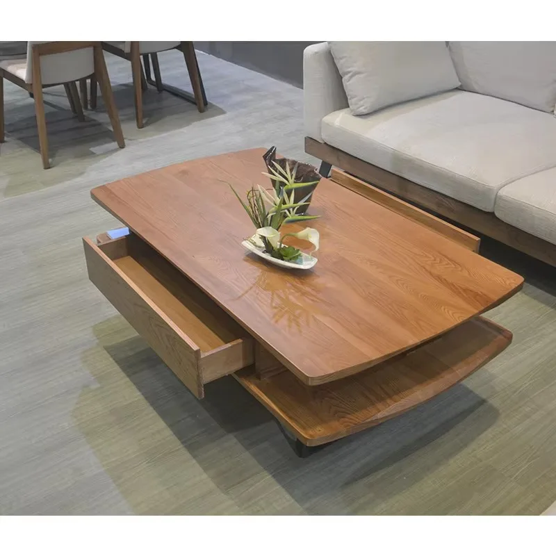 Design moderno marrom sofá modular de madeira maciça mesa de centro de madeira conjunto de sala de estar nórdica