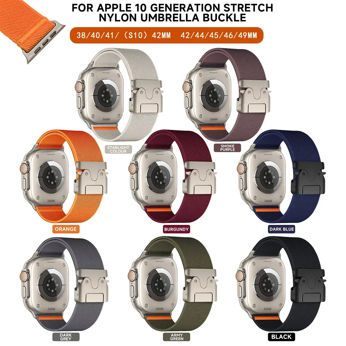 Elastic Nylon Strap for Apple Watch Series S10 46mm 42mm Ultra2 49mm 44mm 45mm 41mm 40mm Loop Bracelet Iwatch S10 9 7 8 4 5 6 SE