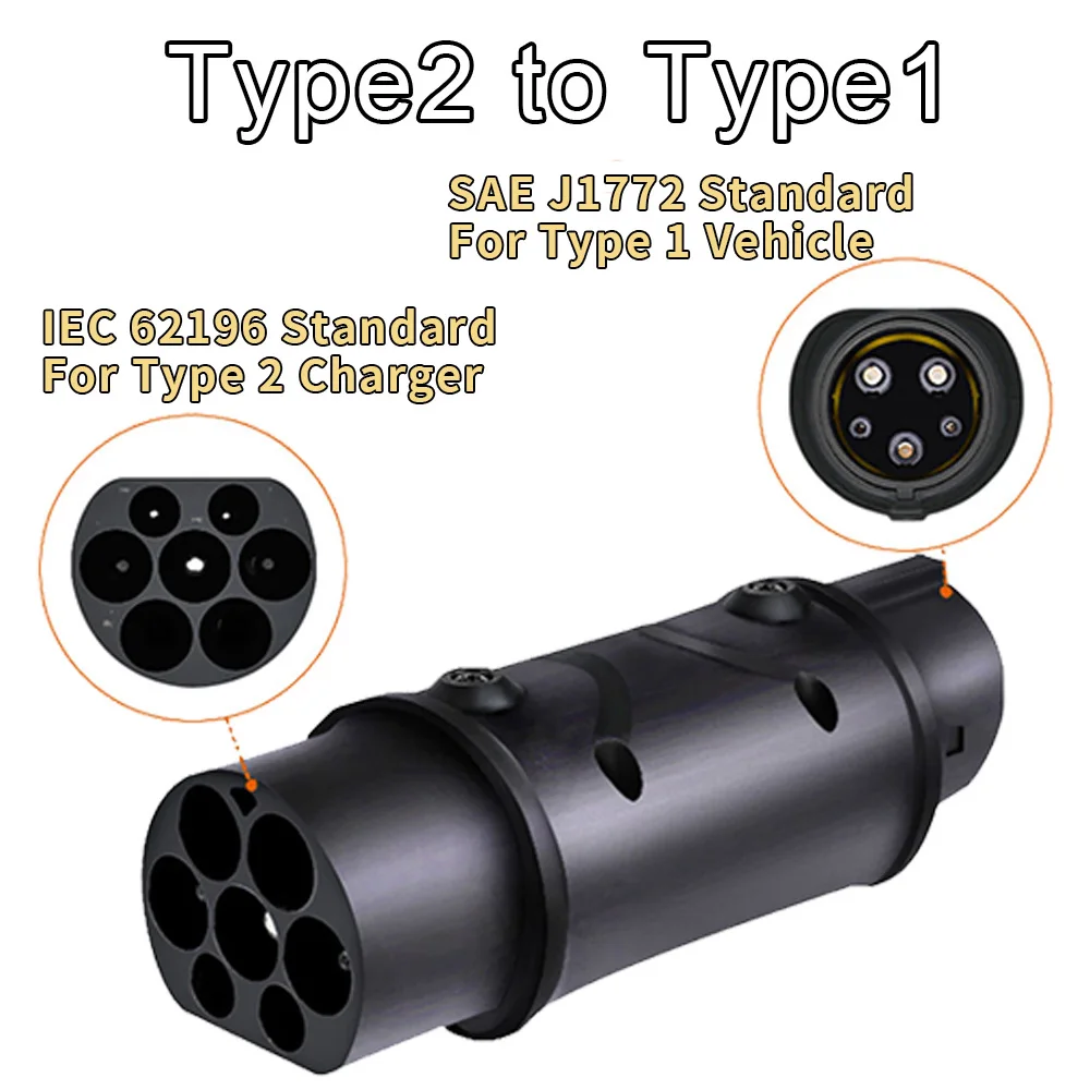 EV Adapter Type 1 to Type 2 EV Charger AC DC Convertor Type 2 to Type 1 Adapter For  Type 2 to GBT EV Charging Accessories