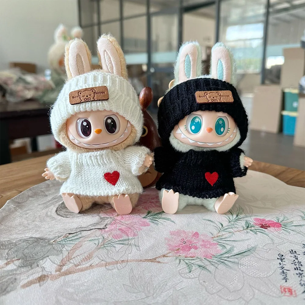 Mini Plüsch Puppe Kleidung Outfit Zubehör Für Korea Kpop Exo Labubu Idol V2 sitzende party Liebe pullover hut set Kleidung geschenk