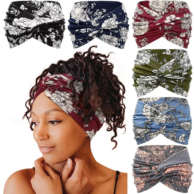 Diademas anchas retorcidas para mujer, turbante Extra grande, diadema de entrenamiento, bandas para el cabello de Yoga a la moda, accesorios para el cabello gruesos trenzados bohemios