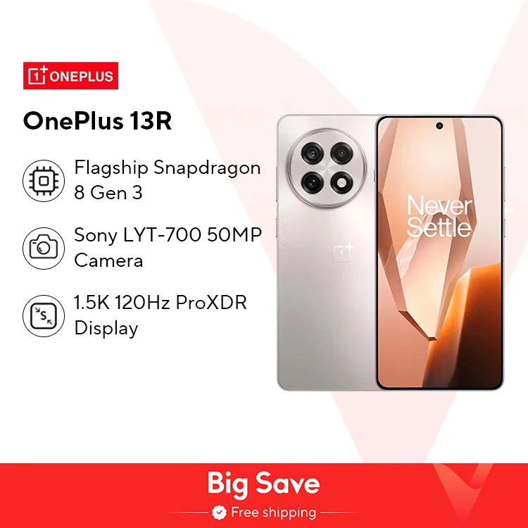 World Premiere OnePlus 13R Global Versionสมาร์ทโฟน 12GB 256GB Snapdragon 8 Gen 3 120Hzจอแสดงผล 6000MAhแบตเตอรี่ 80W SUPERVOOC