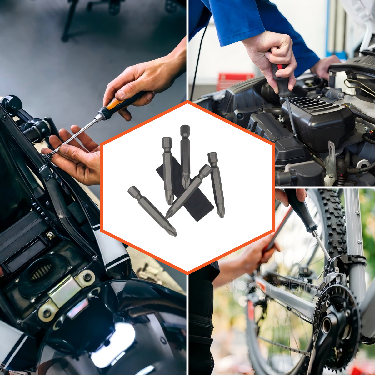 6 個 50mm JIS ドライバービットセット、磁気チップ、1/4 六角シャンク、S2 合金鋼 & 6 穴収納ストリップ付き - ホンダ、スズキ用