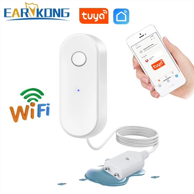 EARYKONG WiFi Thông Minh Tuya Rò Rỉ Nước Cảm Biến Tuya Chống Nước Tương Thích Với Tuyasmart/Cuộc Sống Thông Minh Ứng Dụng Lắp Đặt Dễ Dàng