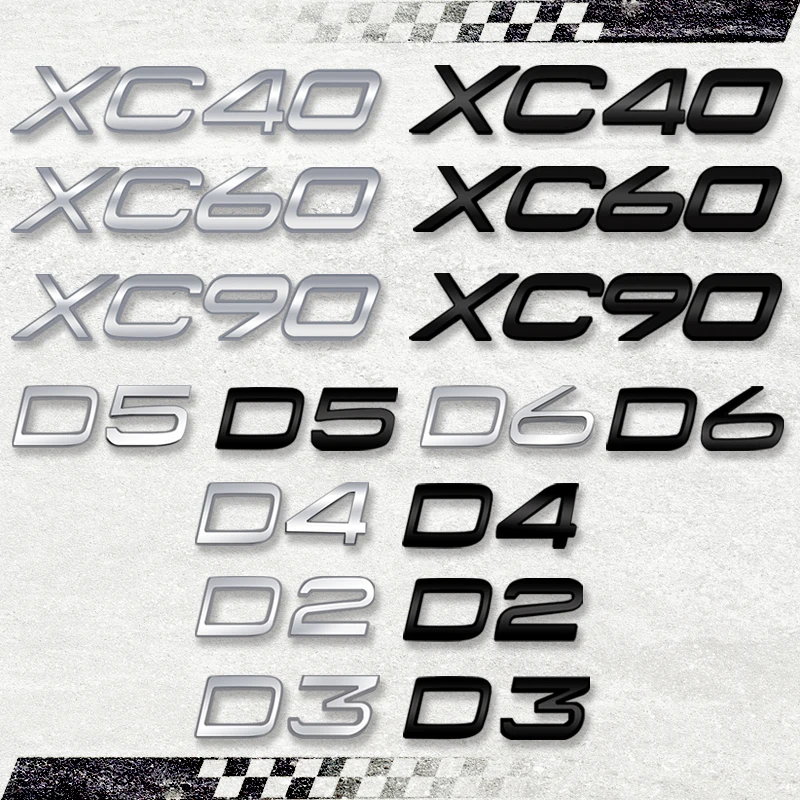 Pegatina 3D para coche AWD D2 D3 D4 D5 D6 D8, emblema de desplazamiento, insignia trasera de Metal, accesorios para Volvo XC90 XC60 XC40