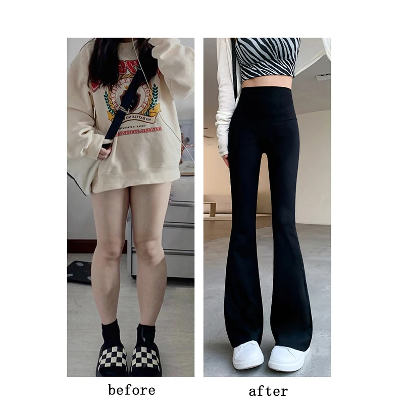 Pantaloni svasati da donna Pantaloni svasati sexy solidi a vita alta solidi Pantaloni svasati di squalo moda casual streetwear Leggings skinny elastici per il sollevamento del sedere