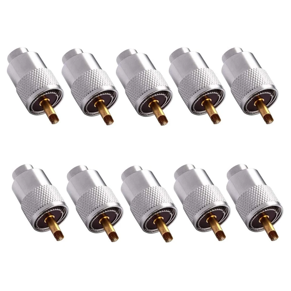 10 Pack UHF/PL-259 Solder Connector Plug with Reducer for RG8X, RG8, RG59, LMR-400, RG-213 Coaxial Coax Cable