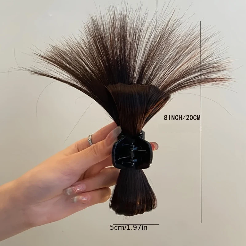 Synthetische Vrouwen Half-tie Haar Klauw Lui Hoofd Clip Pruik Vangst Clip Hoge Paardenstaart Haaraccessoires Rommelig Broodje