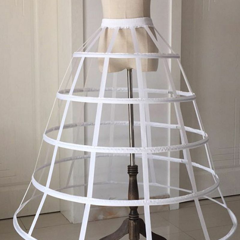 Womens Hollow Out Caged 5-Hoop Bustle 빅토리아 페티코트 스커트 웨딩 신부 드레스 코스프레 파니에 크리 놀린 언더 셔츠 슬립