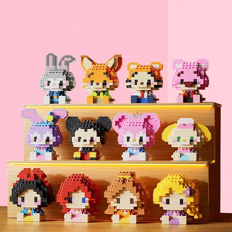 Disney Stitch Princess Series Children's Puzzle Assembly Building Block Toy Anime Action Figure  NLNM