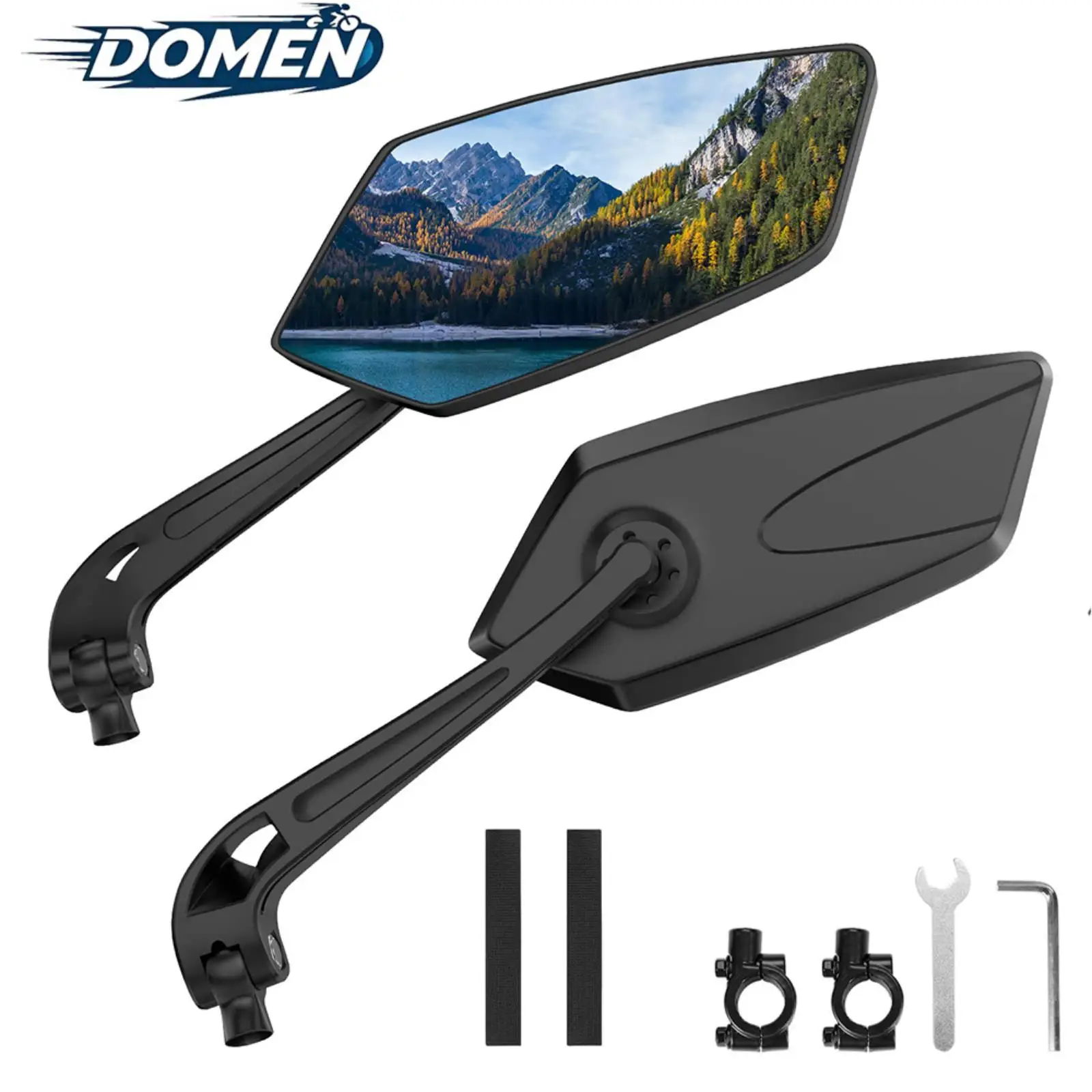 Espelho retrovisor grande angular para bicicleta DOMEN Ciclismo 360 °   Gire acessórios da bicicleta dos espelhos retrovisores do guiador da bicicleta de estrada