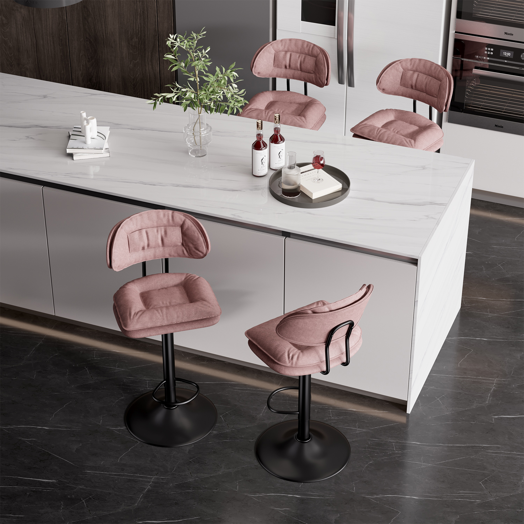 2Pcs Rotating Dining Chair Modern Bar Stools Bar Chairs Simple Backrest Bedroom Dining Room Highchairs Nordic Luxury Dinner Furniture