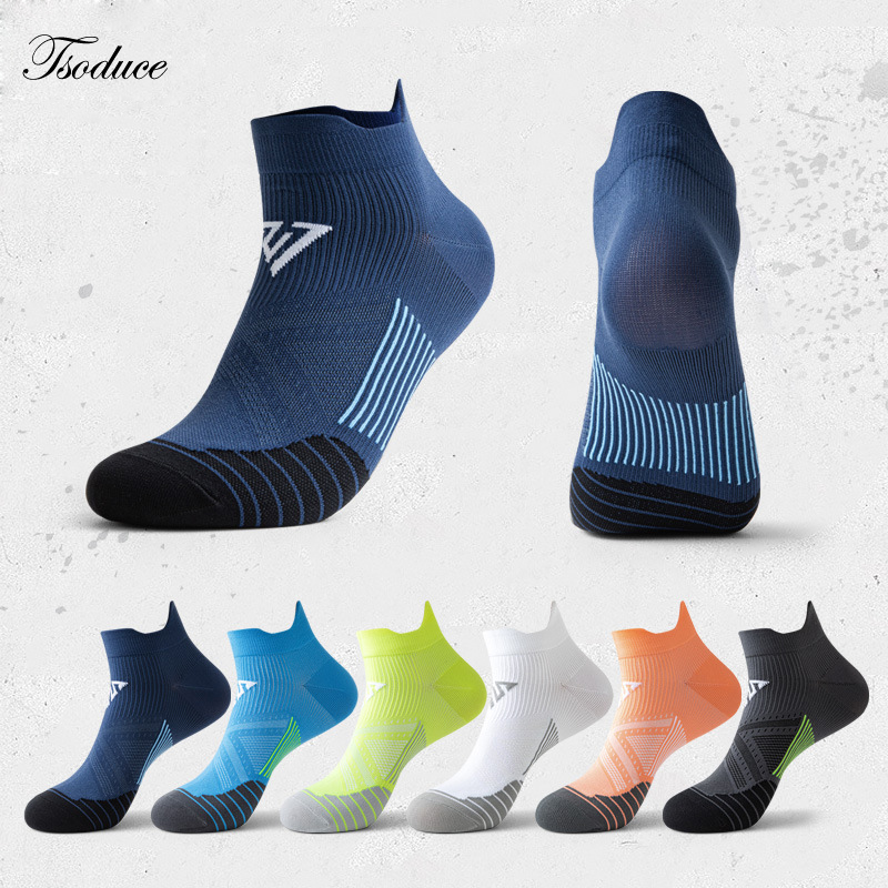 Calcetines para correr de verano para hombre y mujer, medias deportivas de secado rápido, absorbentes del sudor, transpirables, antifricción, con lengüeta en el tobillo para maratón