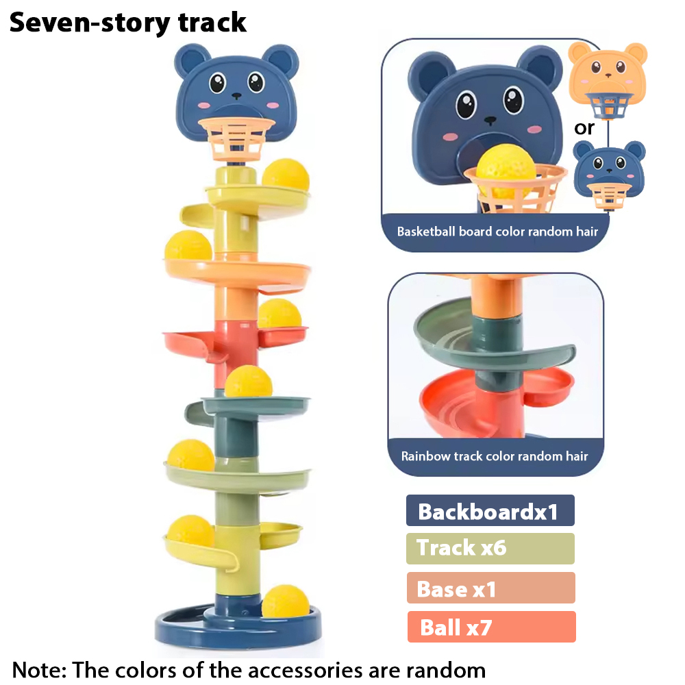 5/7 Layes Track Rolling Ball Pile Tower Early Educational Toy for Babies Rotating Track Educational Stacking Toy for Kids Gift