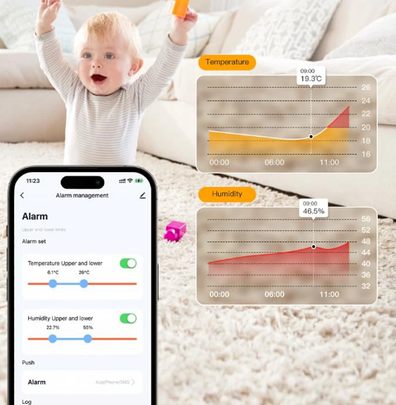 EWeLink App ZigBee Temperatur-Feuchtigkeitssensor Innenthermometer für SmartThings Zigbee2MQTT Home Assistant Alexa Google Alice