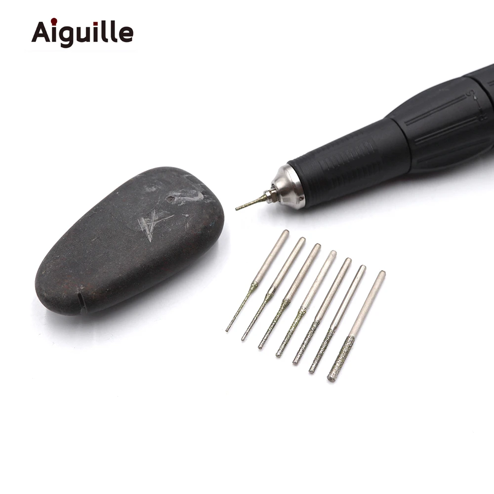 20 ชิ้น/เซ็ตเพชรจุดเจาะเพชร Bits Ultralong เจาะ Bits 0.8 มม.-2.5 มม.หยกหินบด Burr