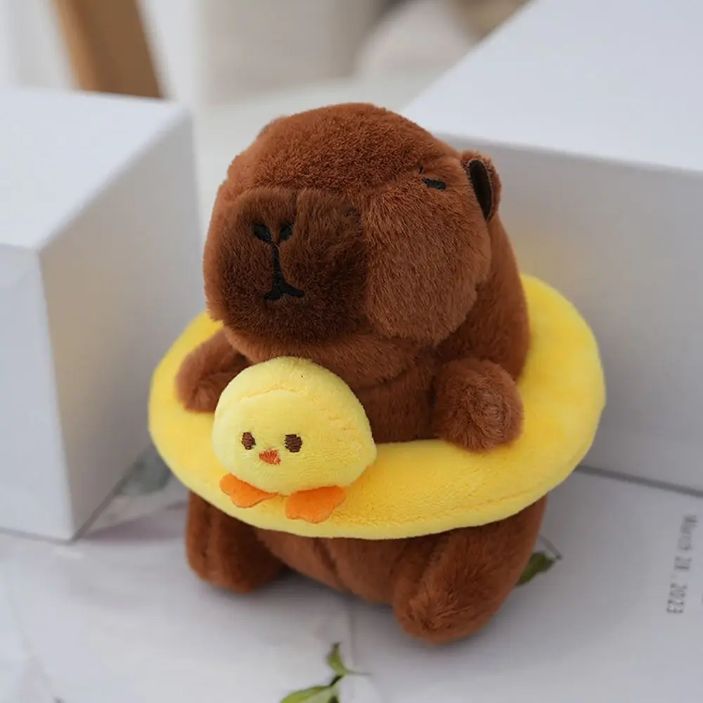 Capybara 봉제 수영 링, Capybara 키체인, 동물 인형, 귀여운 장난감, Capybara 가방 펜던트, 헤드기어 Capybara 인형